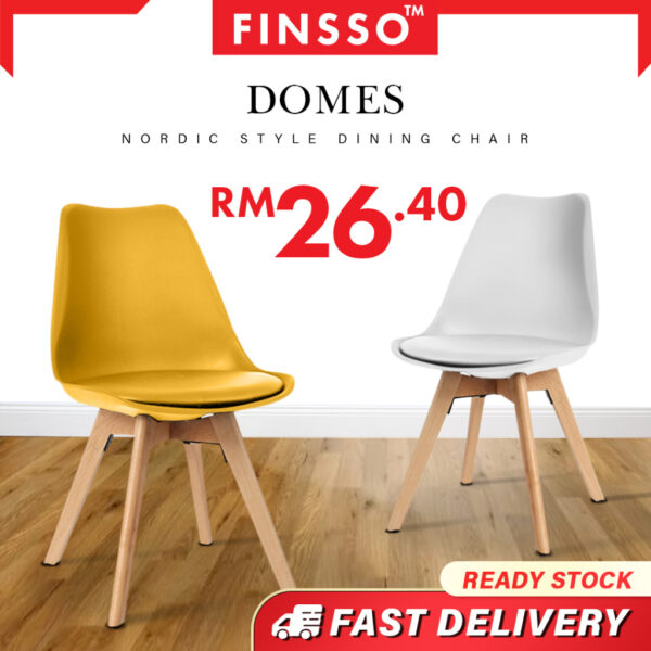 Extra Firm & Comfort DOMES NORDIC STYLE DINING CHAIR WITH CUSHION / Kerusi Makan / Kerusi Makan Kualiti