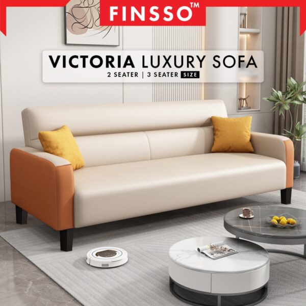 Victoria Luxury Sofa PVC Classic Leather Anti-Scratch | Sofa Kulit Senang Lap