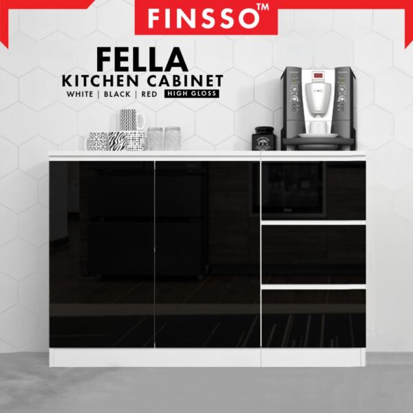Fella Modern High Gloss Kitchen Cabinet with Gloss Surface | Kabinet Dapur Bawah Table Top