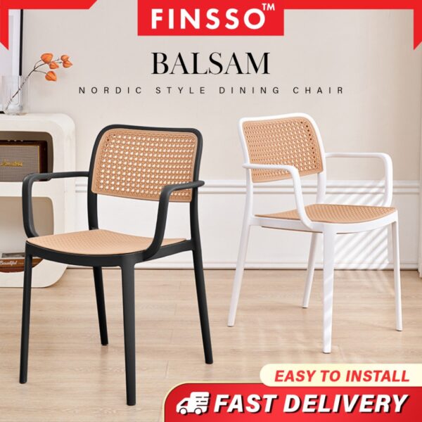 Balsam Nordic Rattan Chair Plastic Chair Backrest Chair Restaurant DiningChair Minimalist Outdoor