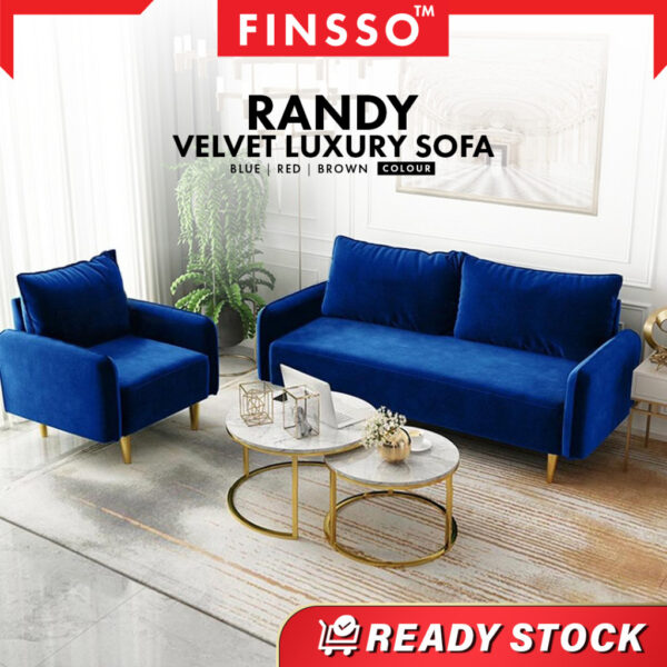 Randy Velvet Fabric Post Modern Luxury Sofa Set
