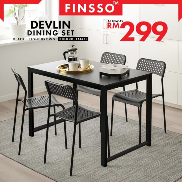 DEVLIN Contemporary Dining Set/Table with 4 Chair /Dining table / meja makan 4 kerusi