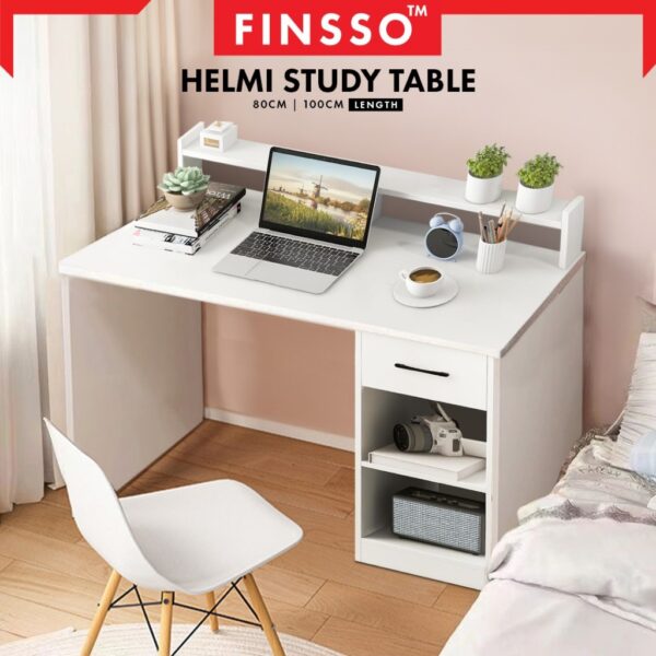 HELMI Luxury Writing Table with Drawers + storage /meja belajar/Office Table/Wood Table/ Study Table
