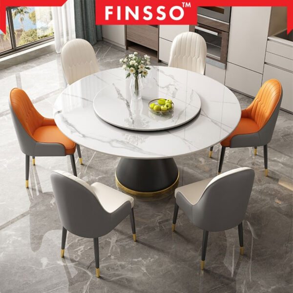 Logan Marble Sintered Stone dining table meja makan / Anti scratch, anti heat meja batu/ 圆桌 / 石桌