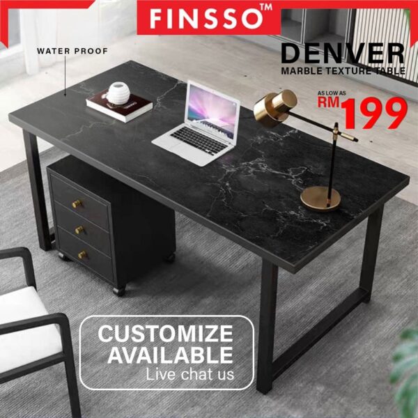 120CM/140CM/160CM Denver Marble Texture Study Table/ Working Office Table/MEJA