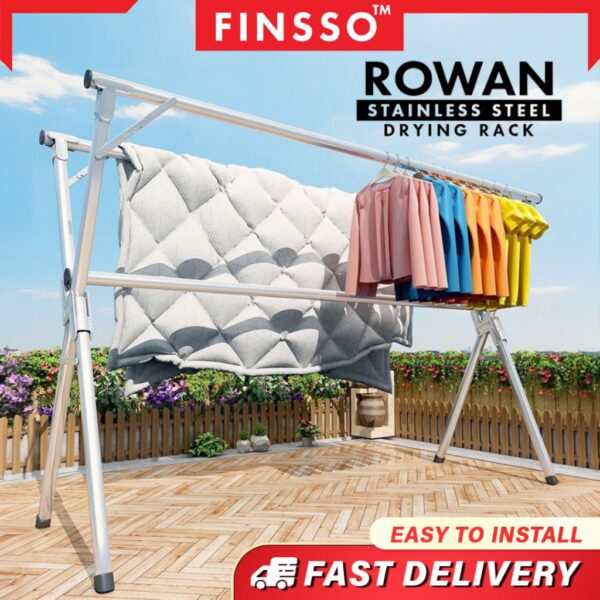 Foldable Mobility Stainless Steel hanging rack / Clothing Drying Rack /Rak Baju Laundry Rack