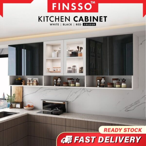 Kabinet Dapur Moden | Glossy Wall Kitchen Cabinet – High Quality + Waterproof