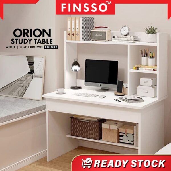Orion Study Table with Bookshelf | Computer Table | Meja Belajar dengan Rak