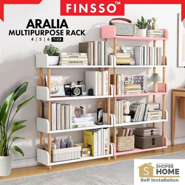 Aralia 6/5/4 Layers Simple Bookshelf/ rak buku / book rack / almari buku library bookshelf