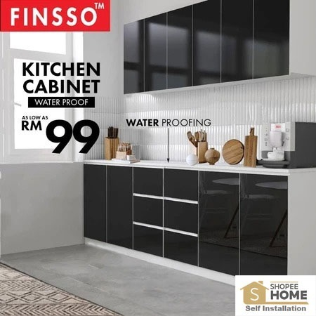 High Gloss kitchen cabinet with Waterproof Surface | Wall Shelves | Kabinet Dapur | Industrial Kitchen