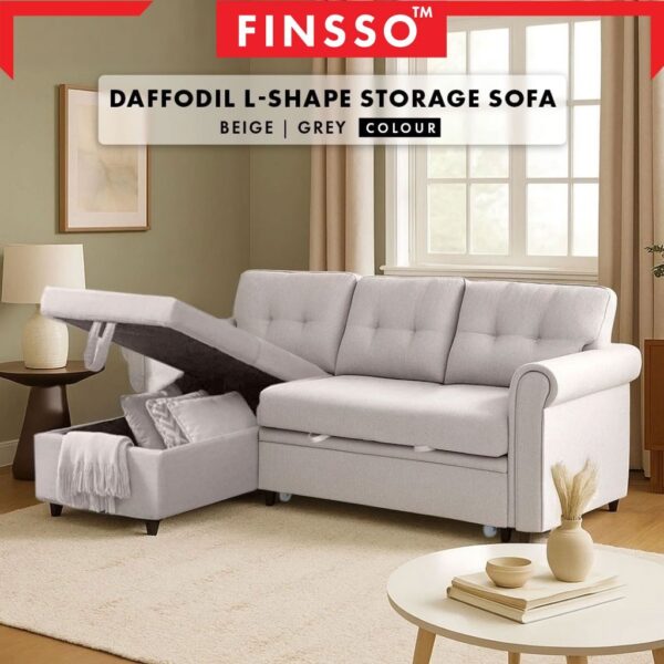 3-in-1 L-Shape Daffodil Sofa Bed with Storage!  ️ Pull-Out Design | Sofa + Bed + Storage Combo!