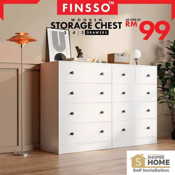 XL Size 5 / 4 Chest Drawer Clothes Storage With Knob/ Almari Baju - Laci Baju / Wardrobe