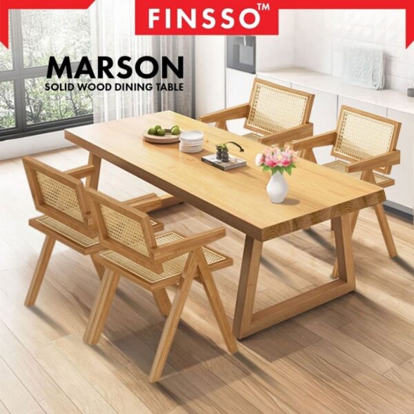 Marson Solid Wood Dining Table (Kayu Tebal) | Meja Makan Kayu Solid