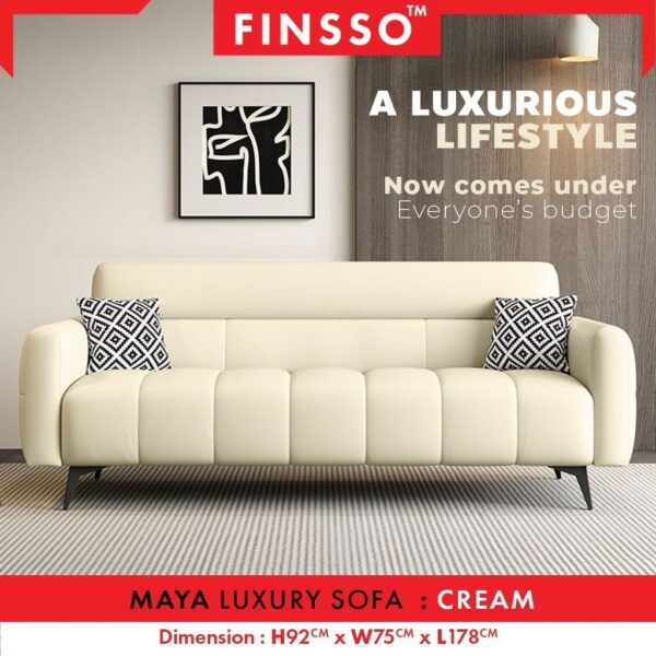 Victoria Luxury Sofa PVC Classic Leather Anti-Scratch | Sofa Kulit Senang Lap - 3 Seater Premium BG