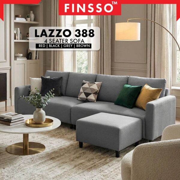 Sofa L-Shape Lauren 388 (Detachable Stool) | High Quality Canvas