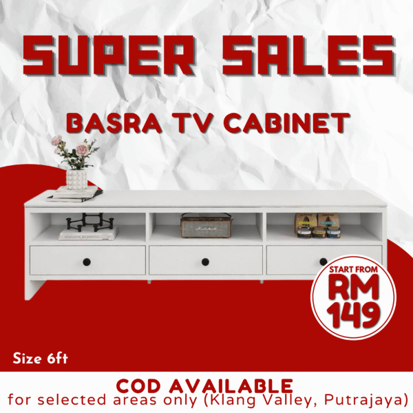 Basra TV Cabinet Modernist Design / Tv Rack / Meja Kopi/ TV Console White Color