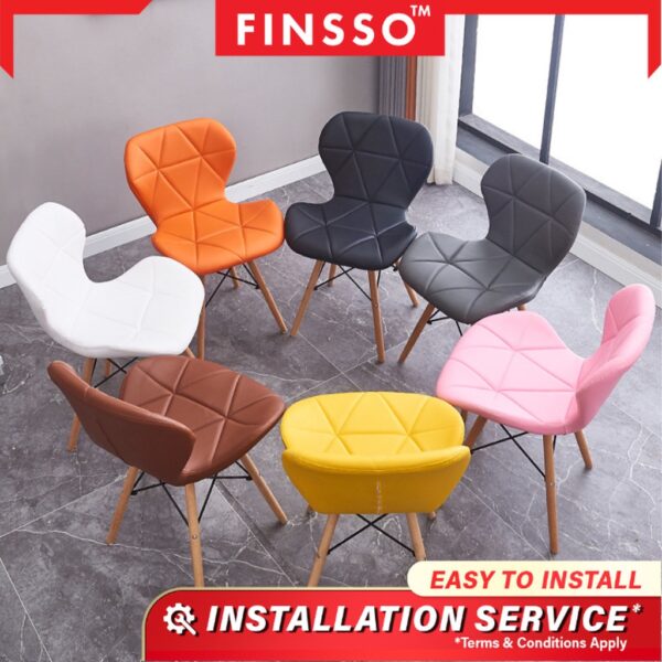 DUXE CHAIR WITH LEATHER CUSHION SEAT & SOLID WOOD LEG MODERN STYLE