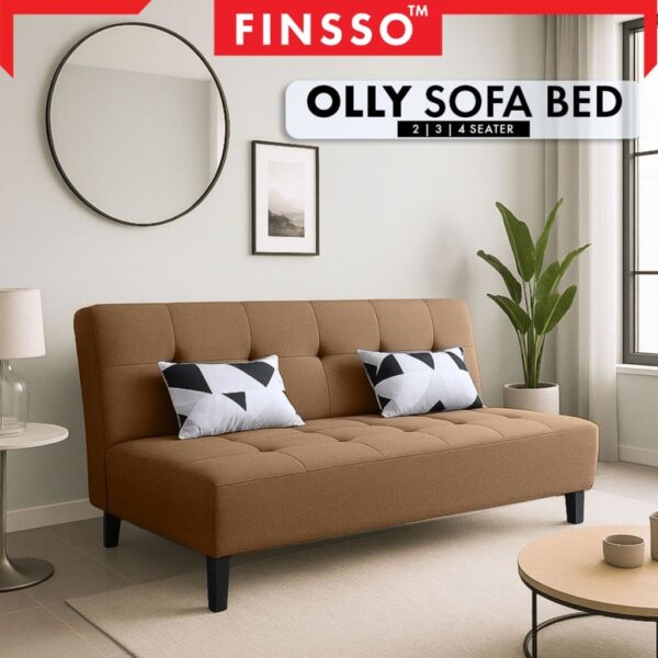 3-in-1 Foldable Canvas Sofa Bed – Save Space, Sleep Comfortably - Brown,2- Seater 115 W*70 H