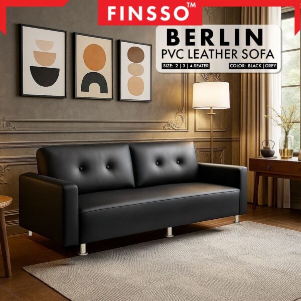 Sofa Moden Kulit PVC – 2/3/4 Seater | Sleek PVC Leather Design Sofa | Berlin