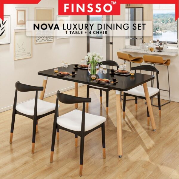 Set Meja Makan Moden Minimalis - 4 Pax | Dining Table Small Family (Boleh Custom) | Nova