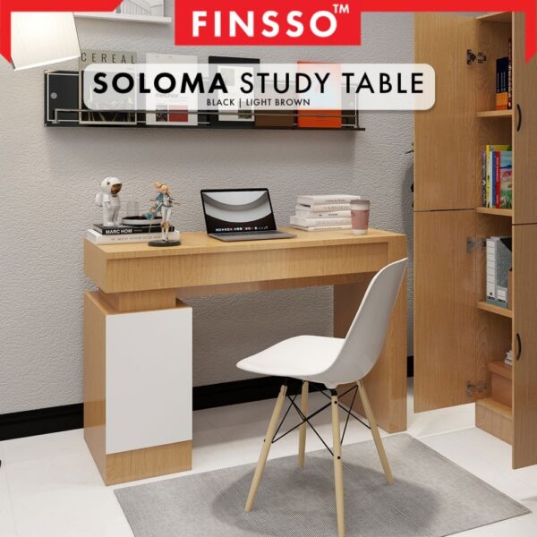 SOLOMA Writing Table with Storage Office Table /Study Table/ Student Study Desk/Meja Belajar
