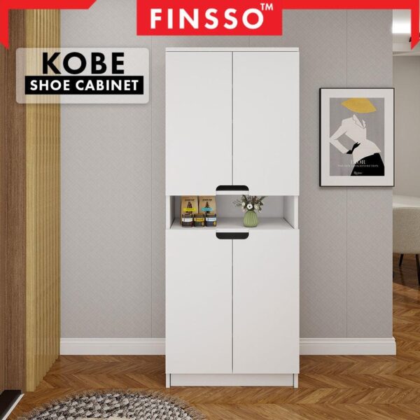 Wooden Shoe Cabinet with Door - Anti Dust | Rak Kabinet Kasut Kayu | Organizer | Kobe