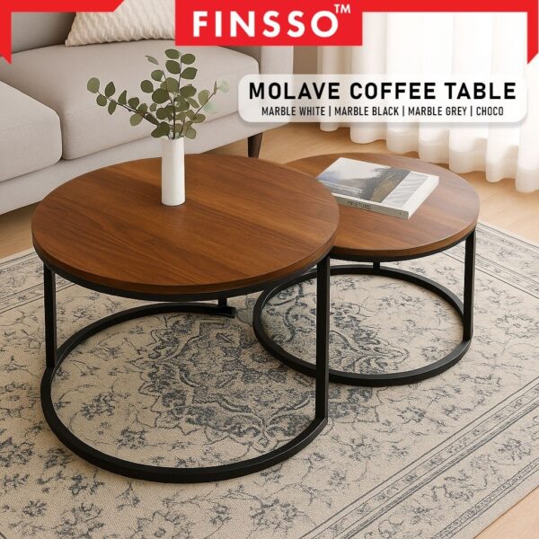 Meja Kopi Set 2 Size Minimalist Sesuai Untuk Hiasan Ruang Tamu | Molave Coffee Table Set