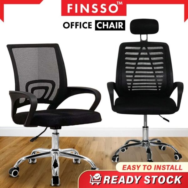 Kerusi Office Ergonomic Boleh Adjust + Kaki Chrome | 4005 Office Chair
