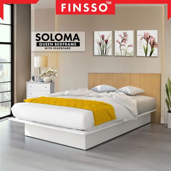 SOLOMA SERIES QUEEN BEDFRAME / Queen wooden Bed Frame Japanese Zen Platform Bed Katil/single bed frame