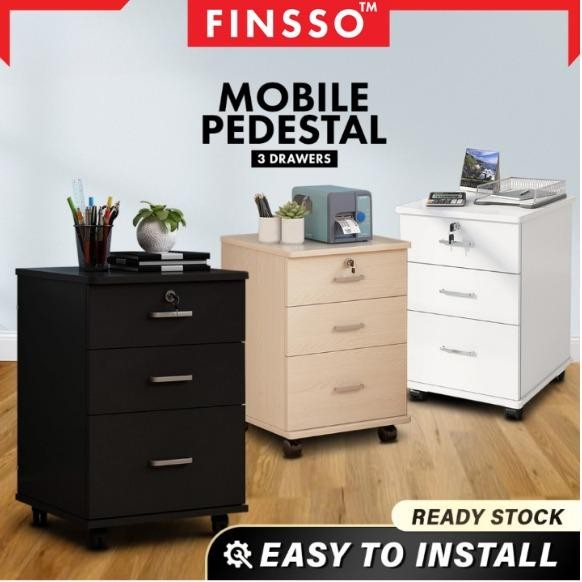 Premium 3 Tier Office Drawers with Wheels | Laci Pejabat | Office Pedestal | Moteur