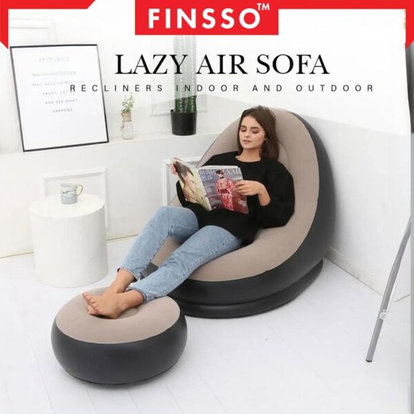 Inflatable Single Seater Comfy Air Sofa With Foot Lounge Stool/ sofa angin/ sofa berbaloi