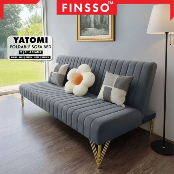 Sofa Bed Kain Baldu + Kaki Gold! | Royal Velvet Foldable Sofa Bed | 2 /3 /4 Seater | Yatomi
