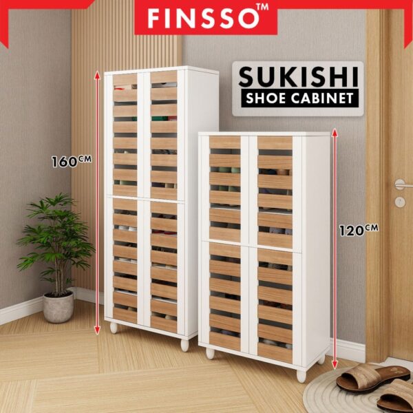 Rak Kasut Bertutup 4 Pintu dengan Ventilasi | Shoe Cabinet Kayu | Sukishi