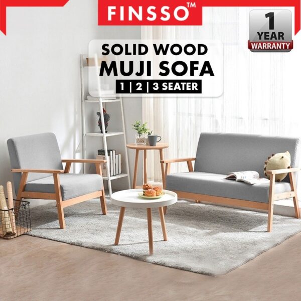 Sofa Kayu Solid Frame Muji | 1 / 2 / 3 Seater | Lauren 382 Solid Wood Sofa