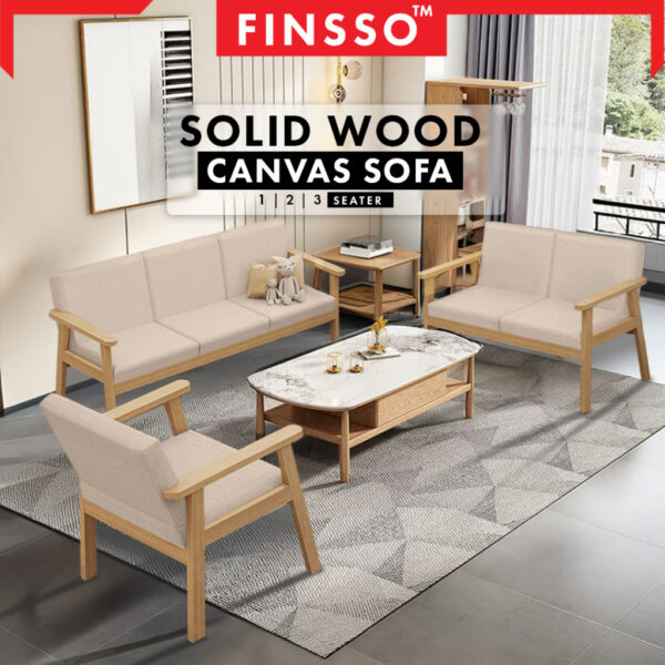 Sofa Solid Wood 1/2/3 Seater | Sofa Kayu Tahan Lama | Sofa Muji Moden Murah | Bazar