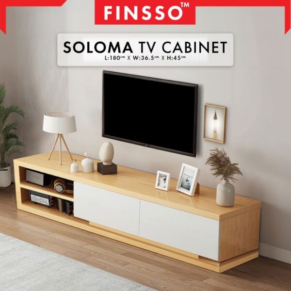 Modern Muji TV Cabinet + Kayu Tebal & Berat | Minimalist TV Cabinet | Kabinet TV | Almari TV | Soloma