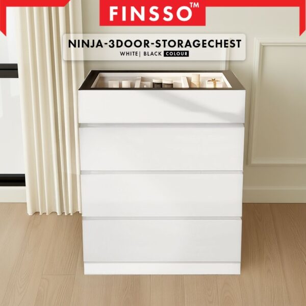 Chest Drawer with Mirror & Glass Display Top | Makeup Organizer Cabinet | Kabinet Laci Putih | Ninja