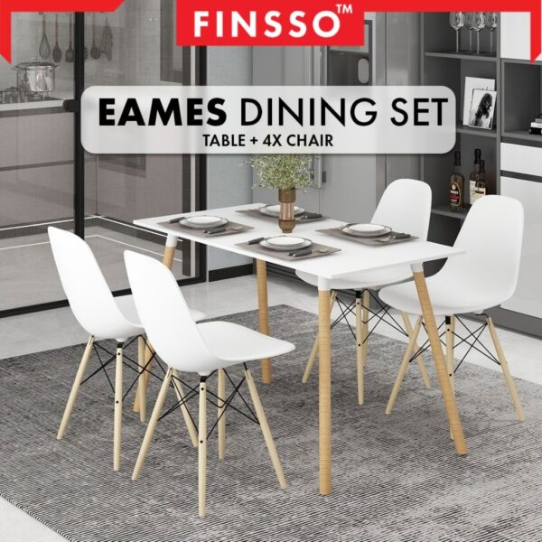 Eames Dining Table with 4 Chairs | Set Meja Makan 4 Kerusi Keluarga Kecil | Minimalist Set